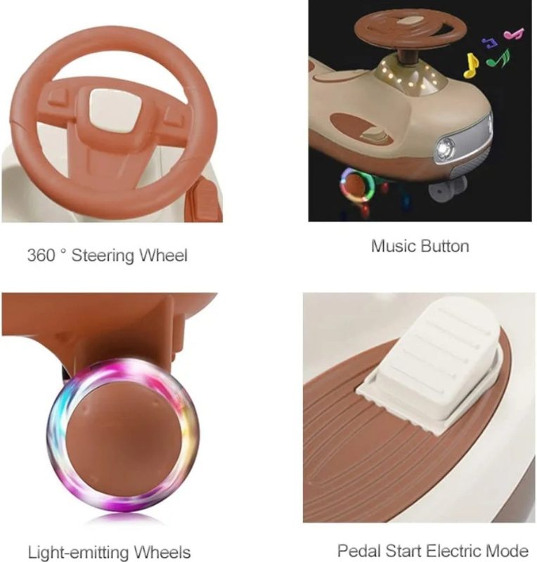 DualDrive Voiture Enfant 2-en-1 – Véhicule manuel et électrique avec poignée et roulettes