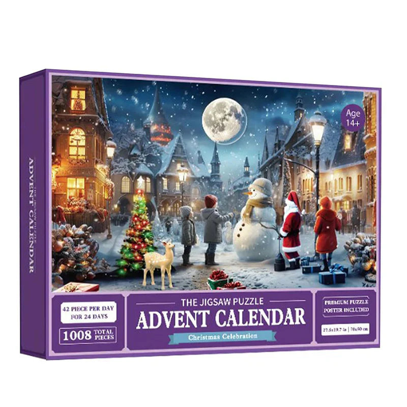 Calendrier de l'Avent Puzzle de Noël | Puzzle de 1008 Pièces, Calendrier de l'Avent de 24 Jours pour Enfants et Adultes King of Toys