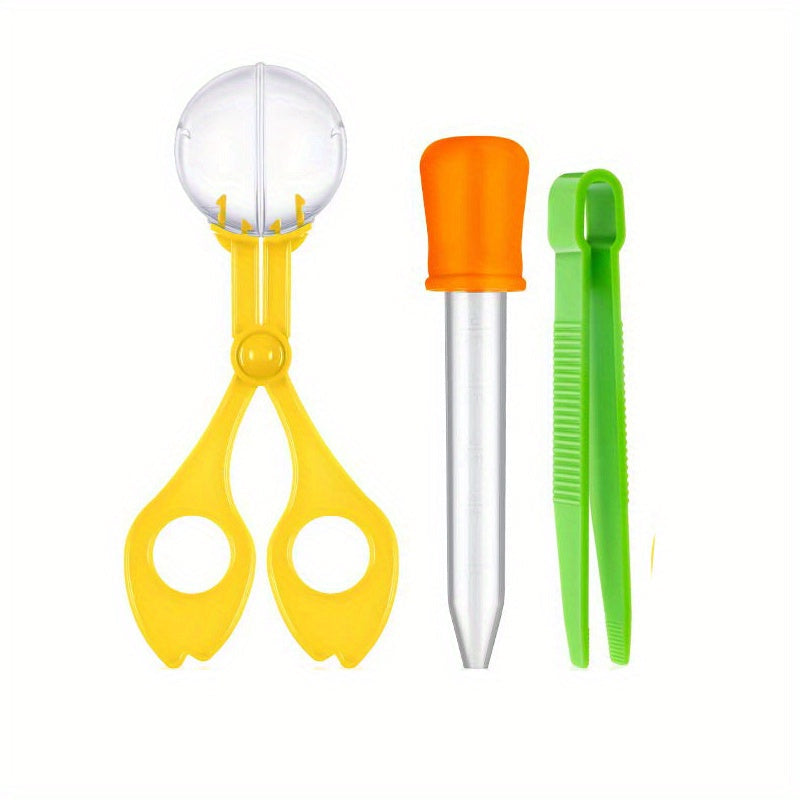 Set sensoriel 3pcs pour motricité fine - Pince ciseaux insecte, pince à épiler et compte-gouttes éducatif pour exploration extérieure King of Toys