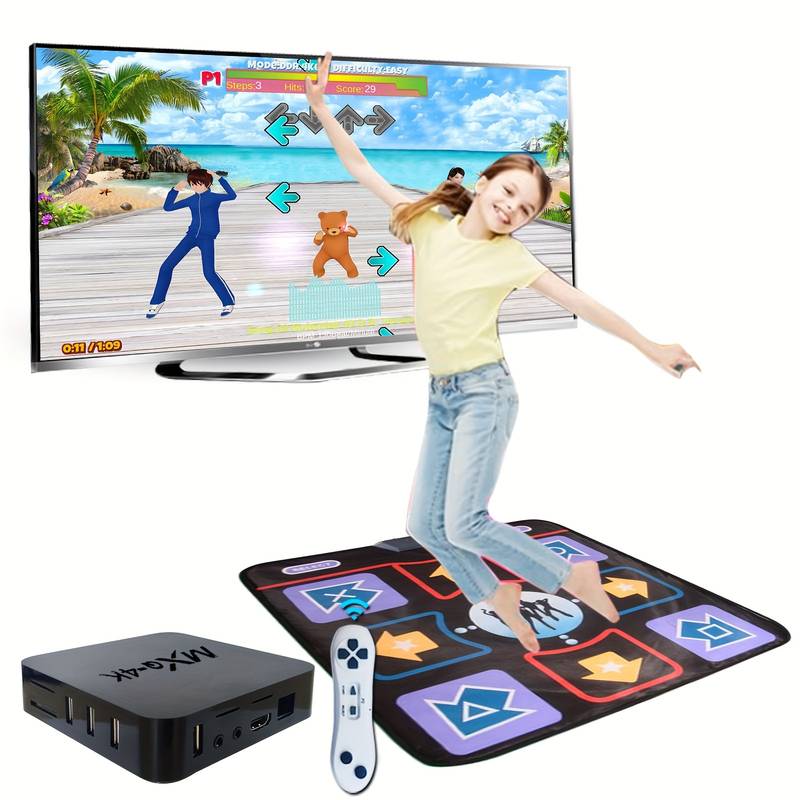 Tapis de danse HD pour TV l Tapis de danse électrique avec 20+jeux, 200+chansons & Fitness King of Toys