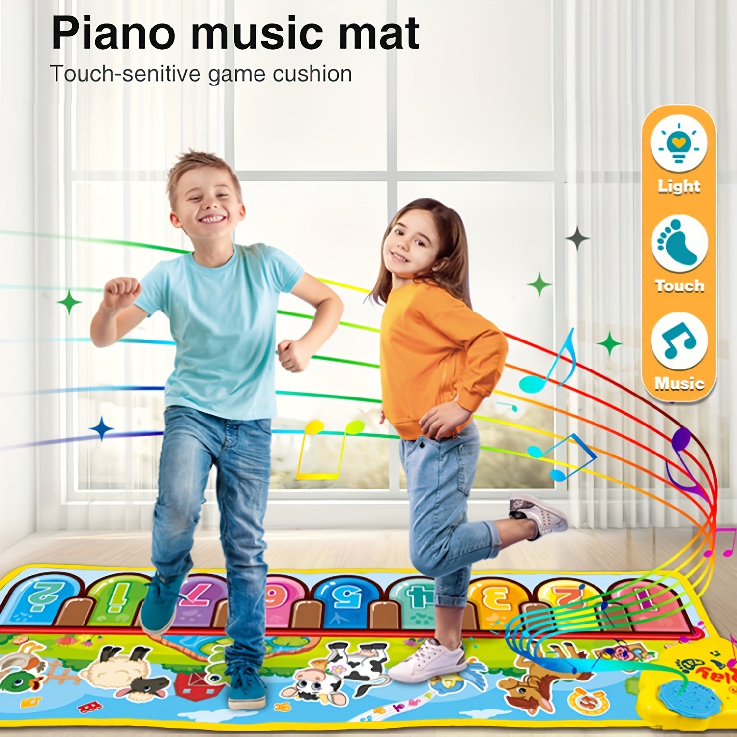 Tapis Musical Interactif pour Enfants – Clavier Piano avec 24 Sons & Animaux Amusants