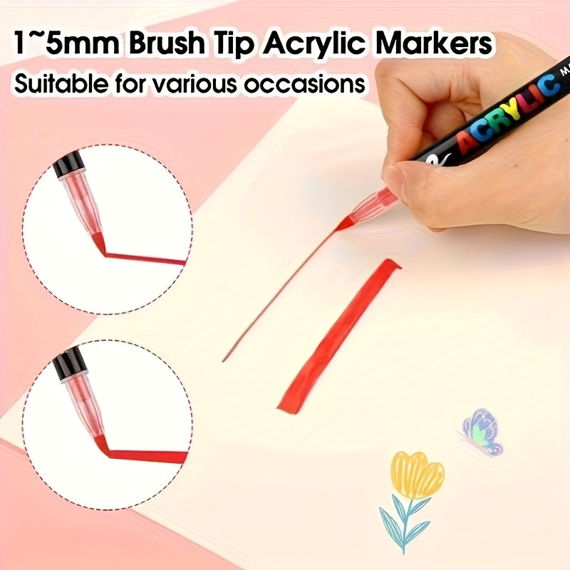 12 Marqueurs Peinture Acrylique Pointe Souple – Pour Pierre, Verre, Bois, Pâques, Œufs, Métal, Étanche