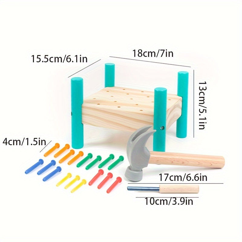 Jeu de Taper et Retirer les Chevilles en Bois pour Enfants 3 Ans et Plus - Jeu de Construction Interactif pour le Développement de la Motricité Fine et la Reconnaissance des Couleurs