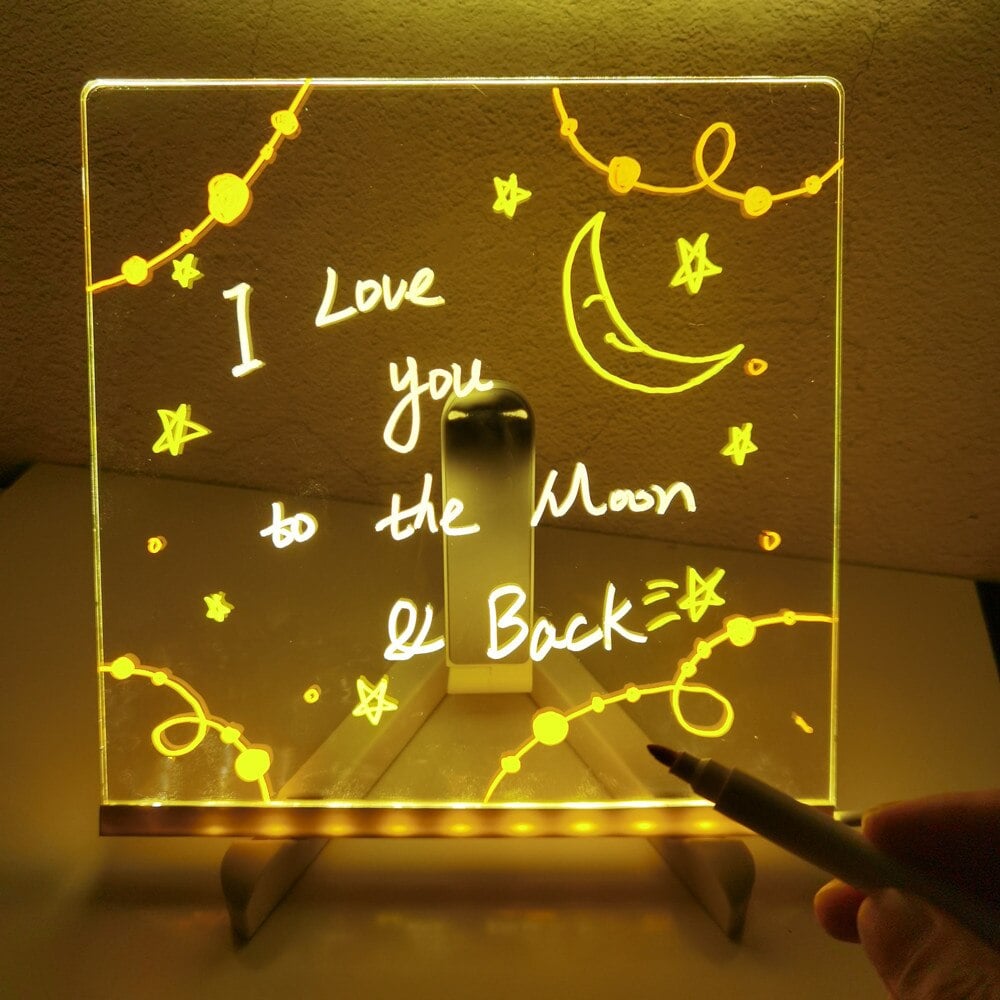 Tableau de notes LED avec couleurs | Tableau effaçable à sec en acrylique transparent avec lumière Pour enfants et adultes