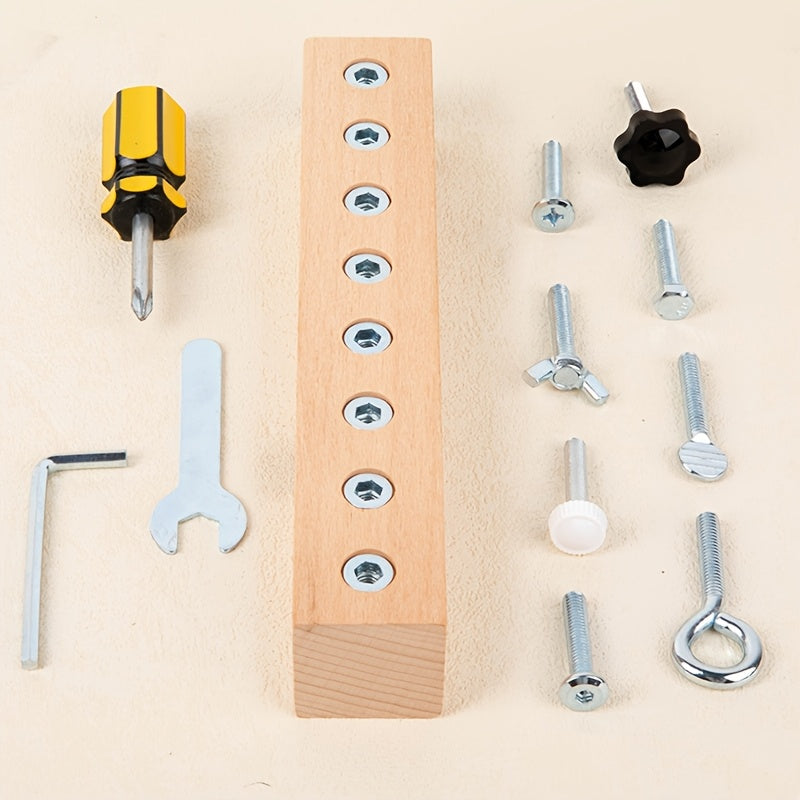Jeu d'Assemblage en Bois Montessori pour Enfants 3 Ans et Plus - Kit d'Outils Écrous et Vis pour la Motricité Fine et la Concentration