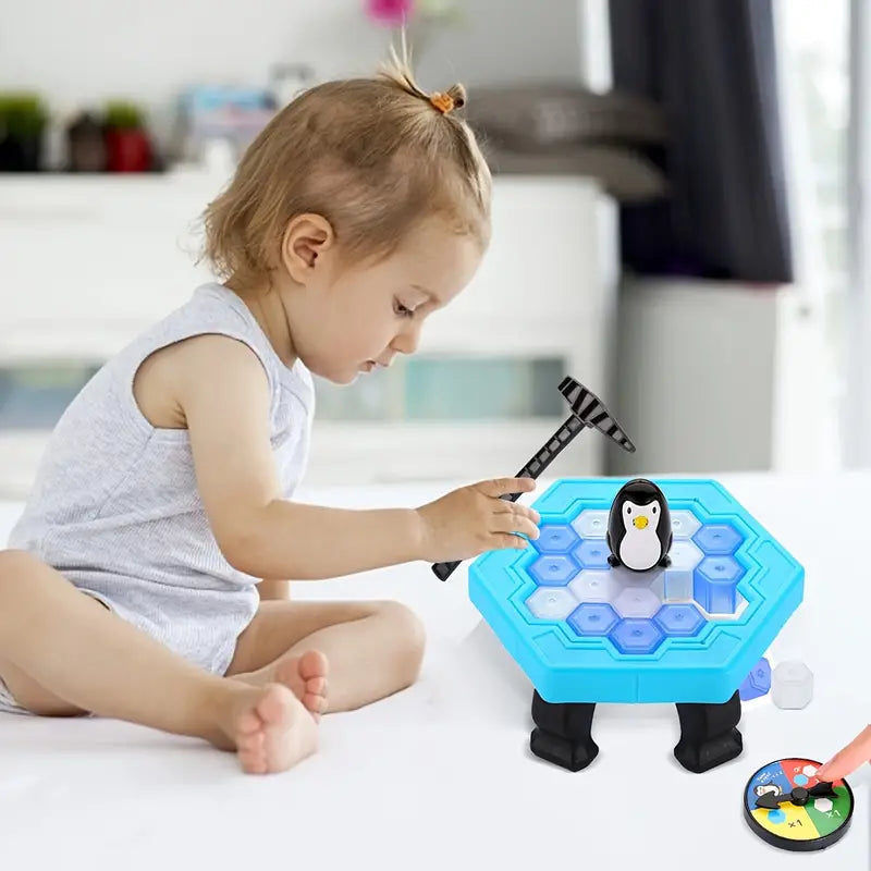 Jeu du Marteau Pingouin Icebreaker Bleu l Activités Familiales avec les Tout-Petits De Speelgoed Koning