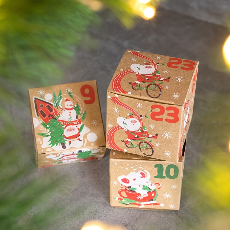 Boîtes en Papier Kraft Vintage de Noël (24 pcs) | Boîte DIY de Calendrier de l'Avent pour Décoration de Noël King of Toys