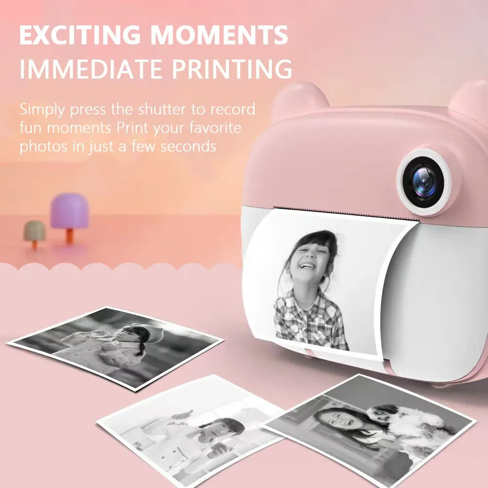 Instant Print V4 l Appareil Photo Numérique pour Enfants l Imprimante Thermique avec Carte SD de 32 Go De Speelgoed Koning