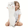 Coussin Long en Peluche Chat | Peluche Animée Chaton pour Câlins, Jouet Cadeau pour Enfants, Cadeau de Noël