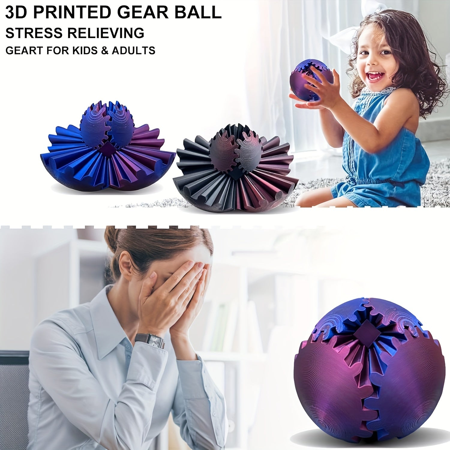 Balle Engrenage 3D - Jouet Fidget Spinning Steampunk, Cadeau de Noël pour Enfants King of Toys