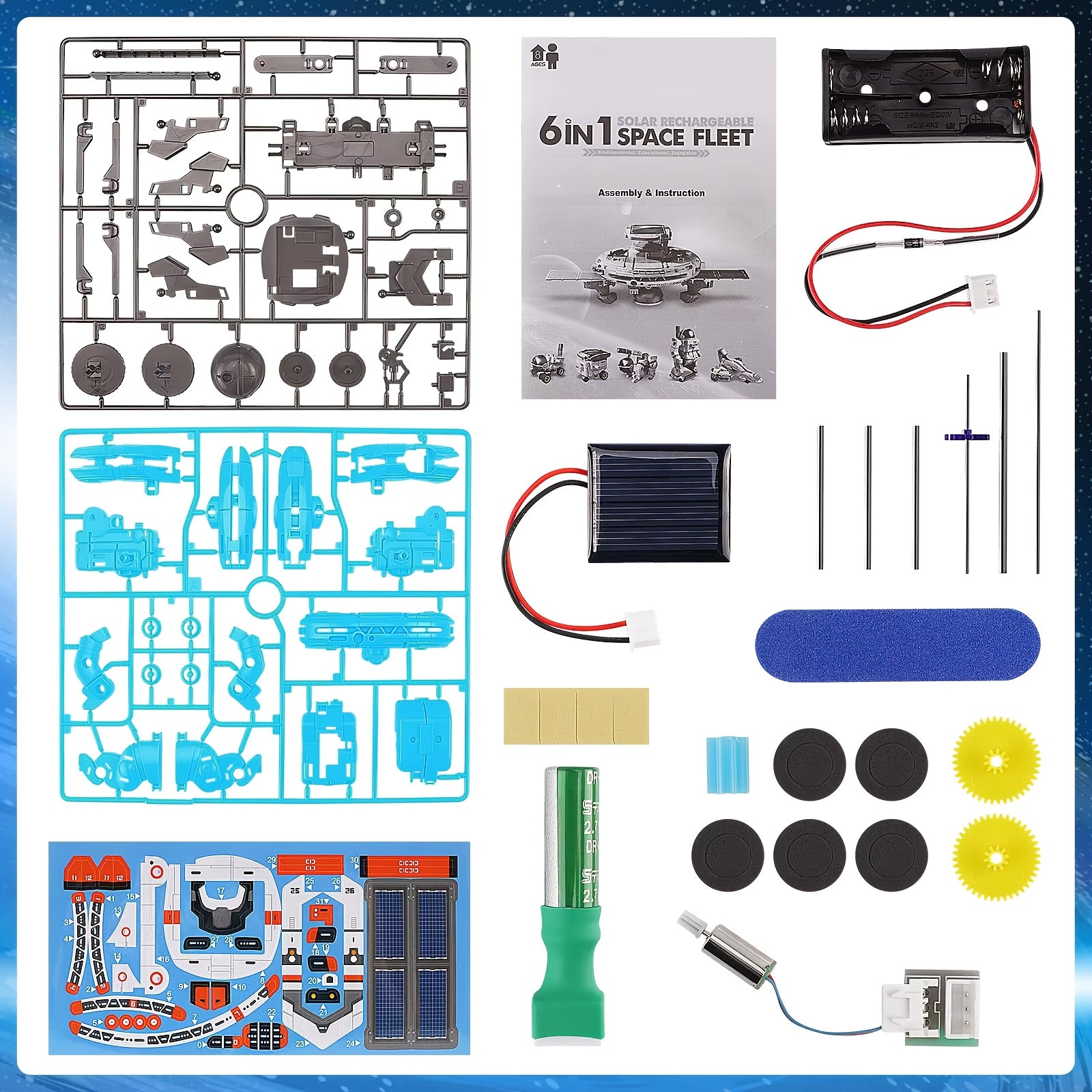Kit Robotique Solaire 6-en-1 – Jouet Éducatif Scientifique pour Enfants 8-13 Ans