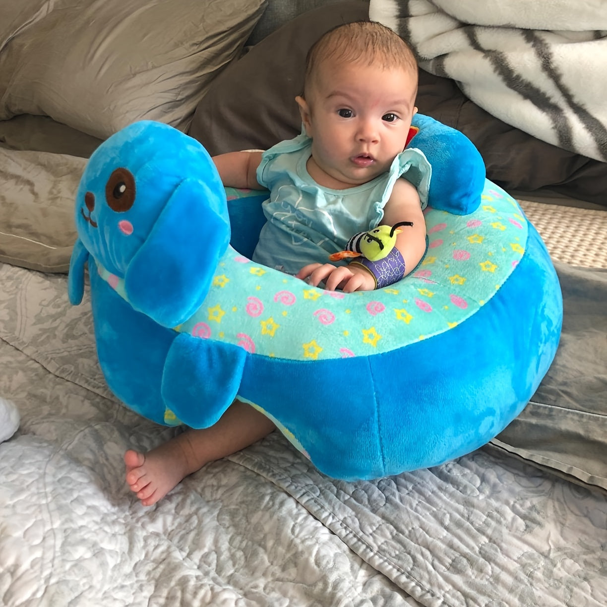 Fauteuil Élégant pour Jeunes Enfants en Peluche Éléphanteau - Siège Douillet et Educatif, Parfait comme Cadeau de Noël (Rose/Violet/Vert/Bleu) King of Toys