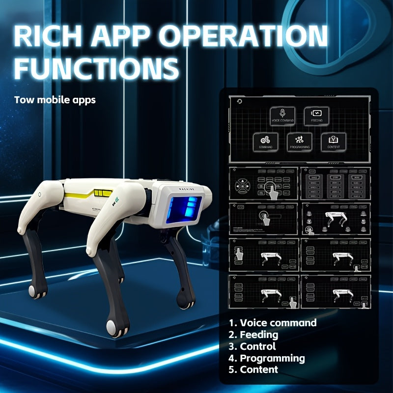 Robot Chien Intelligent AI | Mignon Compagnon AI, Commandes Vocales Programmables, Technologie Noire, Déverrouiller les futurs compagnons de jeu