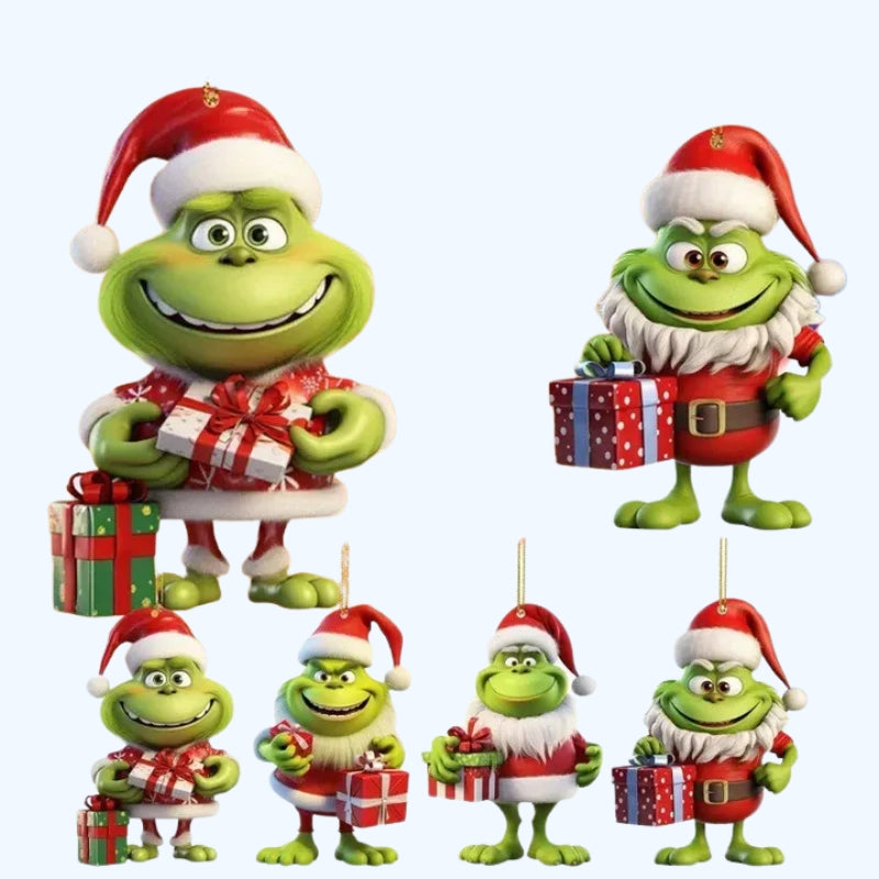 Ornements de Noël en acrylique vert (4 pièces) | Charms pour arbre de Noël et sac à dos, décoration festive de Noël King of Toys