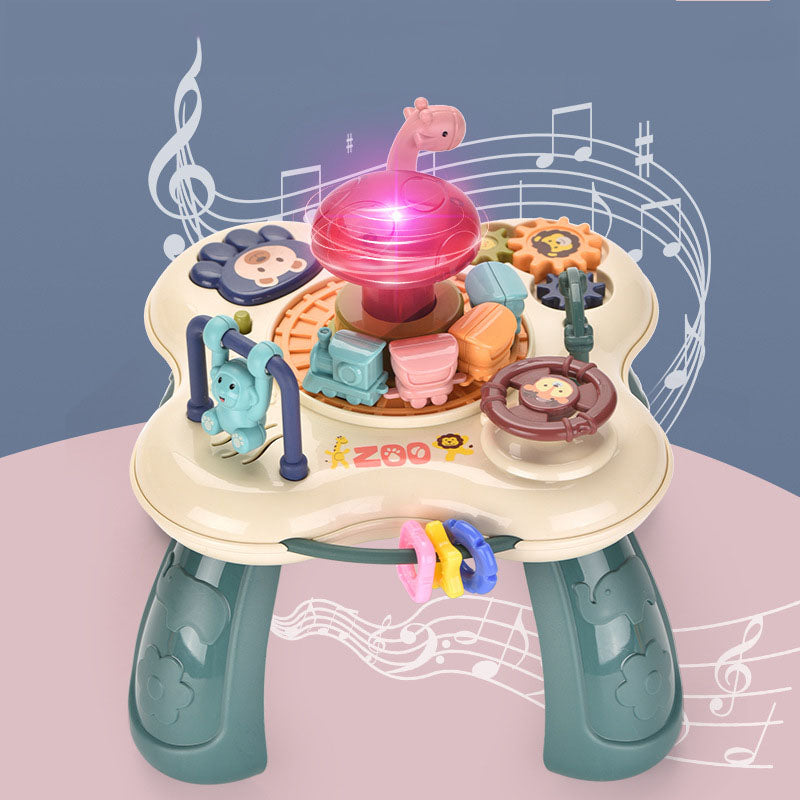 Table d'activités Play Time | Trains amusants, champignons, animaux, engrenages colorés, rouleau manuel 1 2 Jouets d'éducation précoce pour garçons et filles de plus de 3 ans.