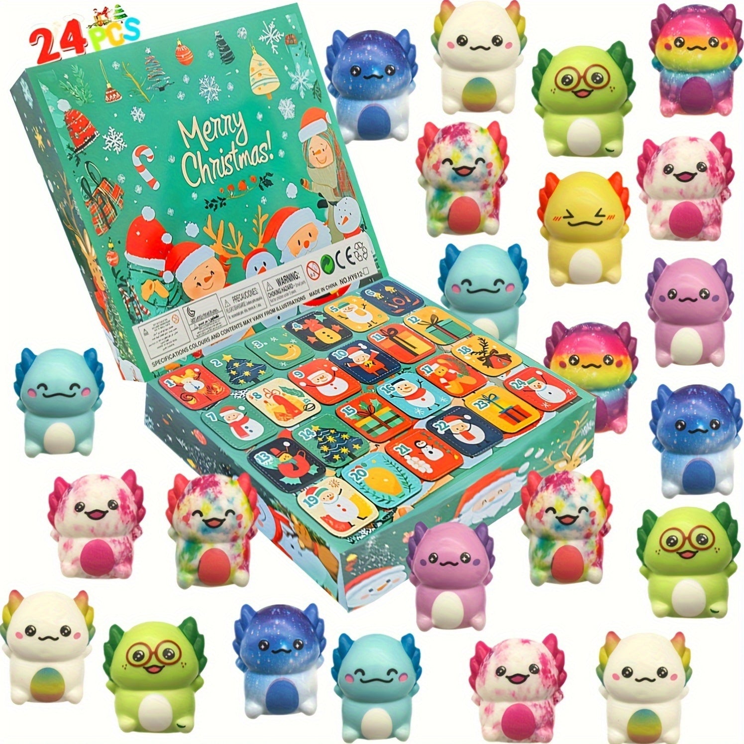 Calendrier de l’Avent Noël 2024 | Boîte Surprise 24 Jours avec Jouets Squishy Lentement Rétractables, Petits Cadeaux de Noël