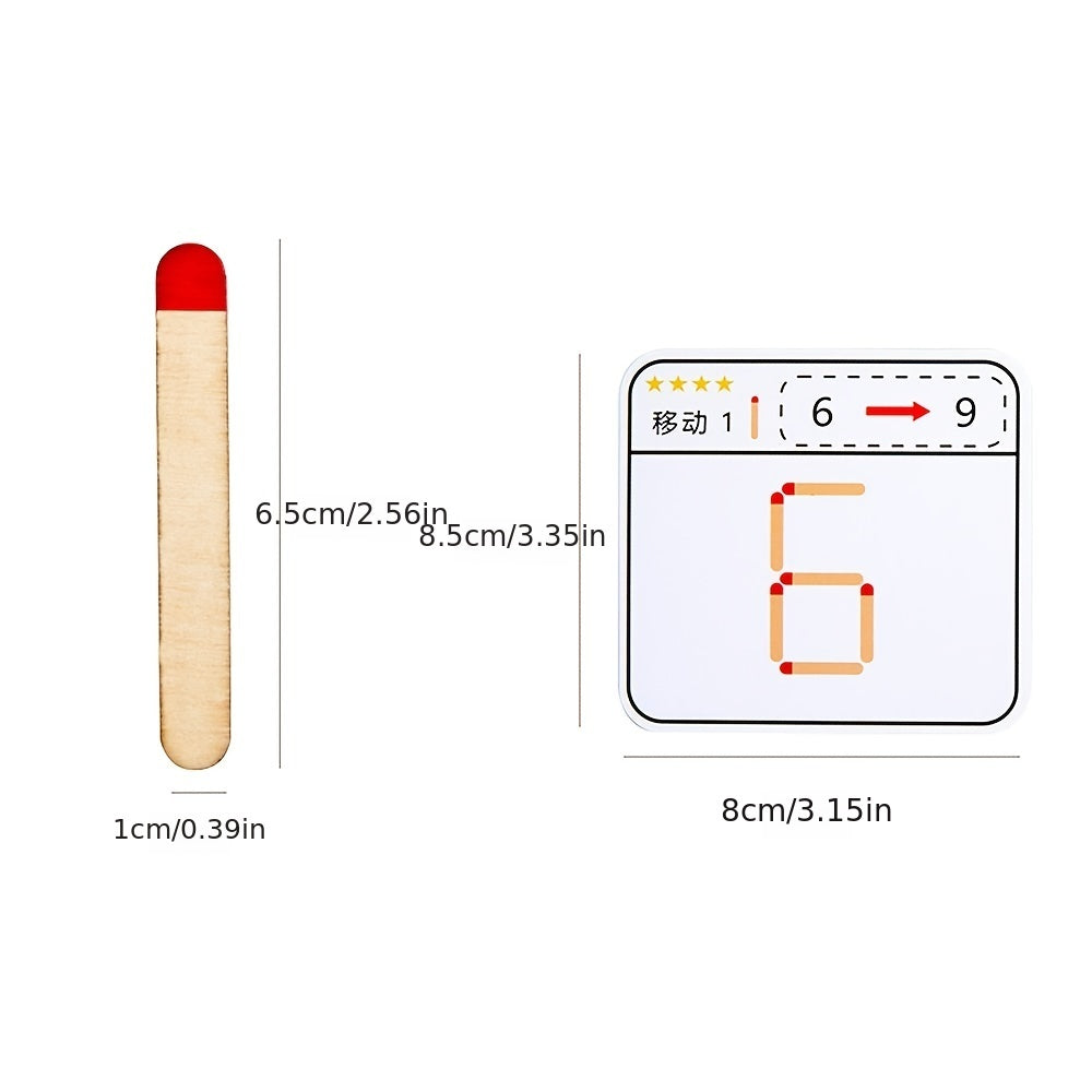 Puzzle en bâtonnets en bois - Jeu éducatif mathématique et géométrique avec cartes de logique King of Toys