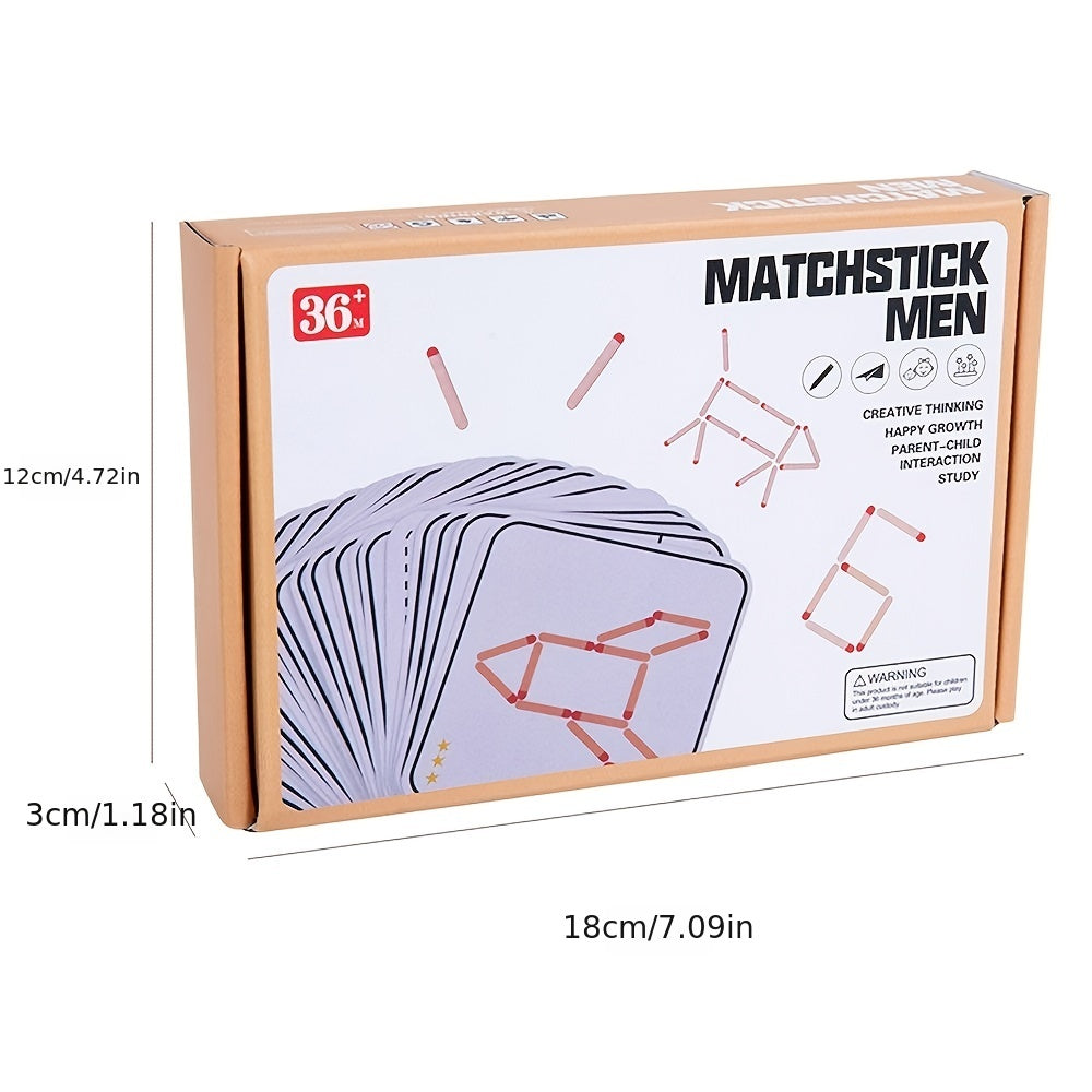 Puzzle en bâtonnets en bois - Jeu éducatif mathématique et géométrique avec cartes de logique King of Toys