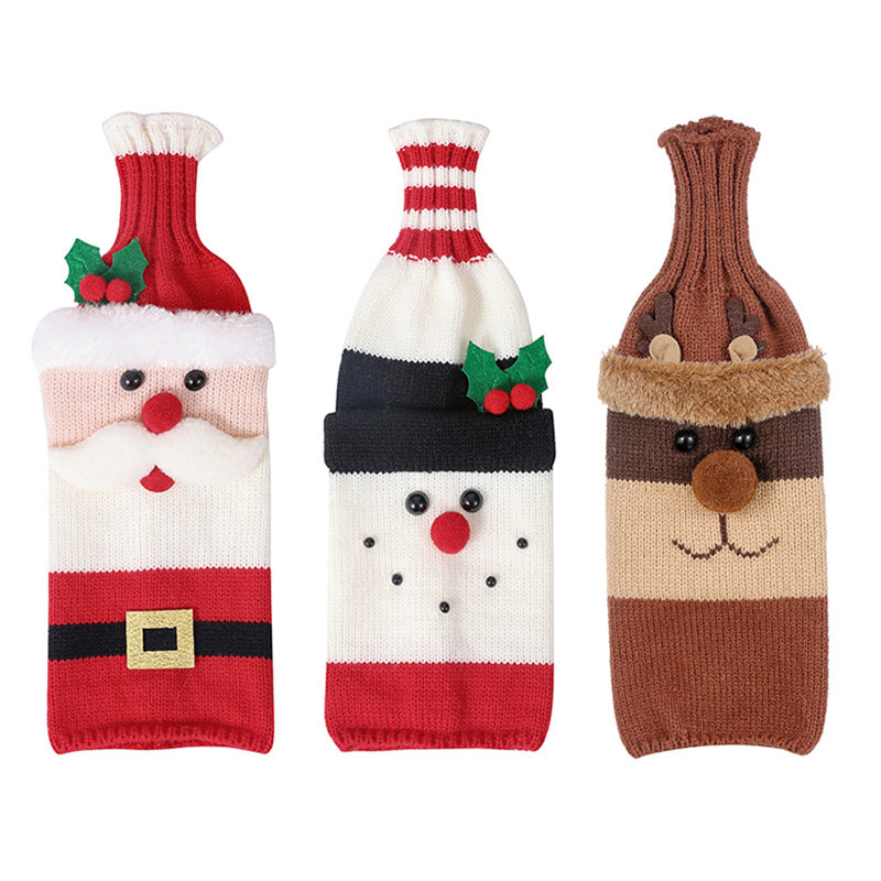 Couvre-Bouteille de Vin Père Noël | Housse Tricotée pour Bouteille de Champagne pour Noël et Fêtes King of Toys