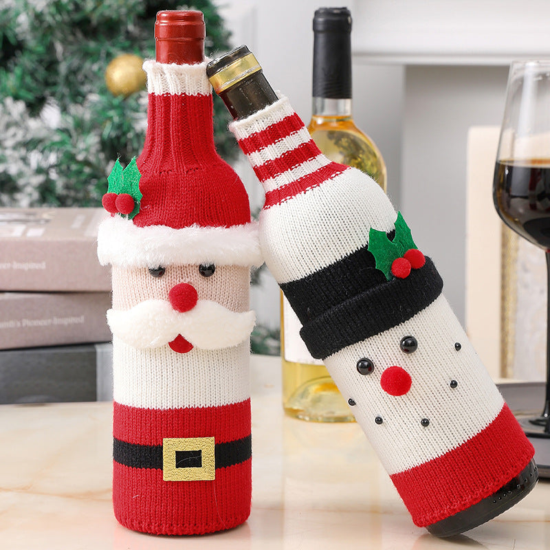 Couvre-Bouteille de Vin Père Noël | Housse Tricotée pour Bouteille de Champagne pour Noël et Fêtes King of Toys