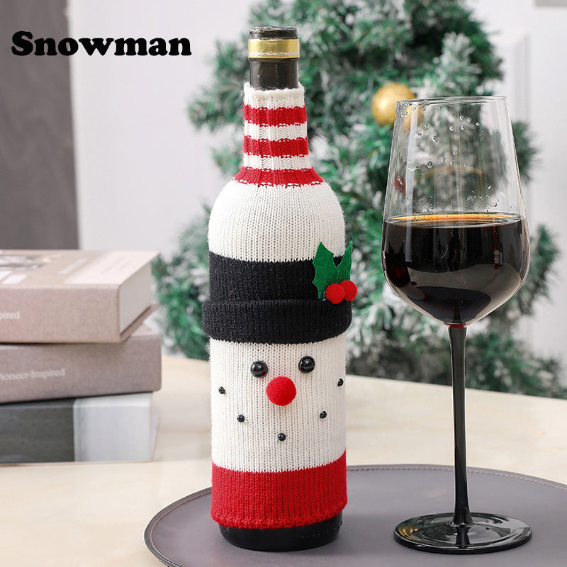 Couvre-Bouteille de Vin Père Noël | Housse Tricotée pour Bouteille de Champagne pour Noël et Fêtes King of Toys