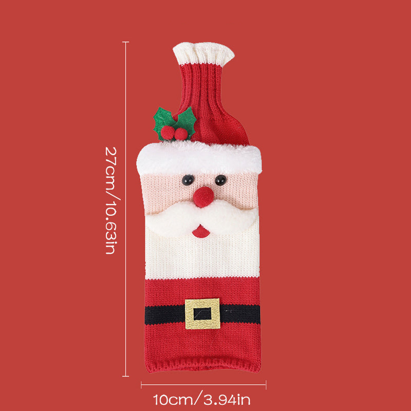 Couvre-Bouteille de Vin Père Noël | Housse Tricotée pour Bouteille de Champagne pour Noël et Fêtes King of Toys