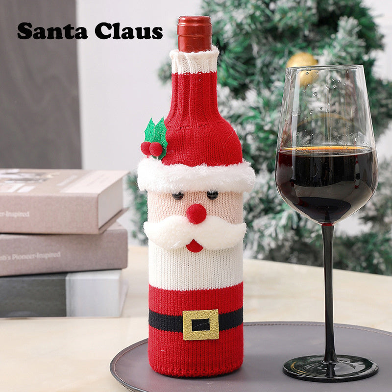 Couvre-Bouteille de Vin Père Noël | Housse Tricotée pour Bouteille de Champagne pour Noël et Fêtes King of Toys