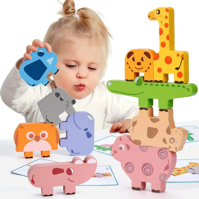 Blocs en Bois Montessori Animaux - Jouets de Tri et d'Empilage Speelgoed Koning