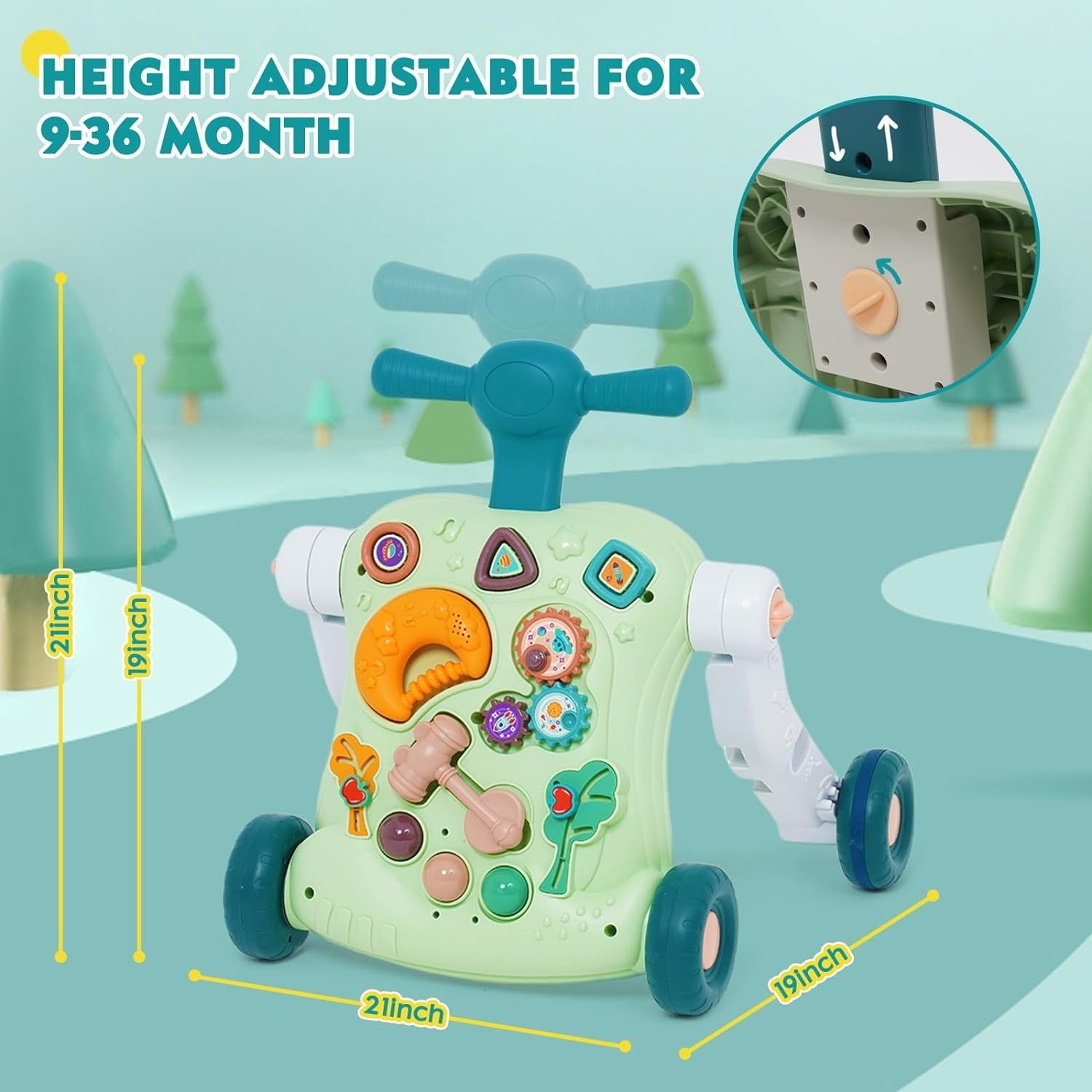 Trotteur Bébé 6-en-1 avec Centre d’Activités – Jouet Éducatif pour Apprentissage Précoce Filles & Garçons