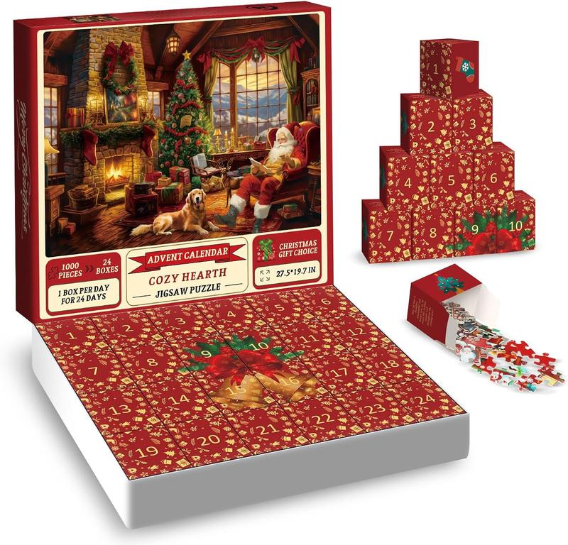 Calendrier de l'Avent Puzzle de Noël | Puzzle de 1008 Pièces, Calendrier de l'Avent de 24 Jours pour Enfants et Adultes King of Toys