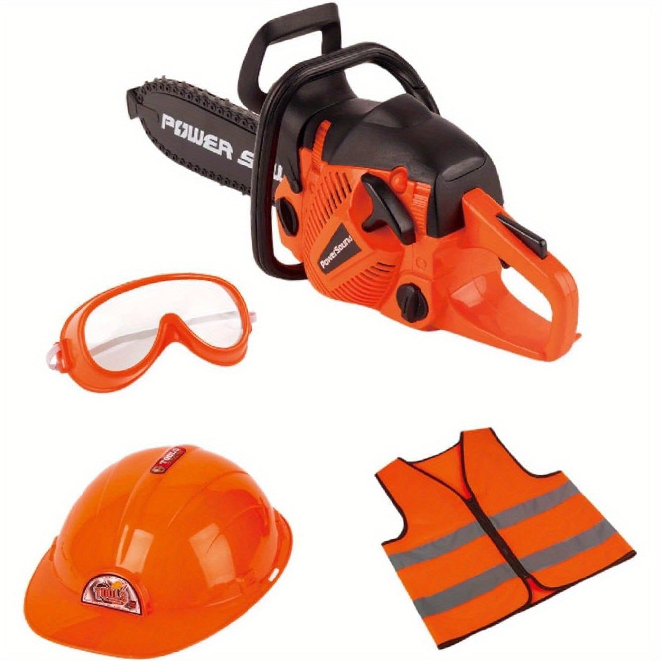 Set d'Outils de Construction Réaliste pour Enfants 3 Ans et Plus - Mallette de Jeu de Rôle Tronçonneuse, Casque et Gilet de Travail - Cadeau Garçons Filles