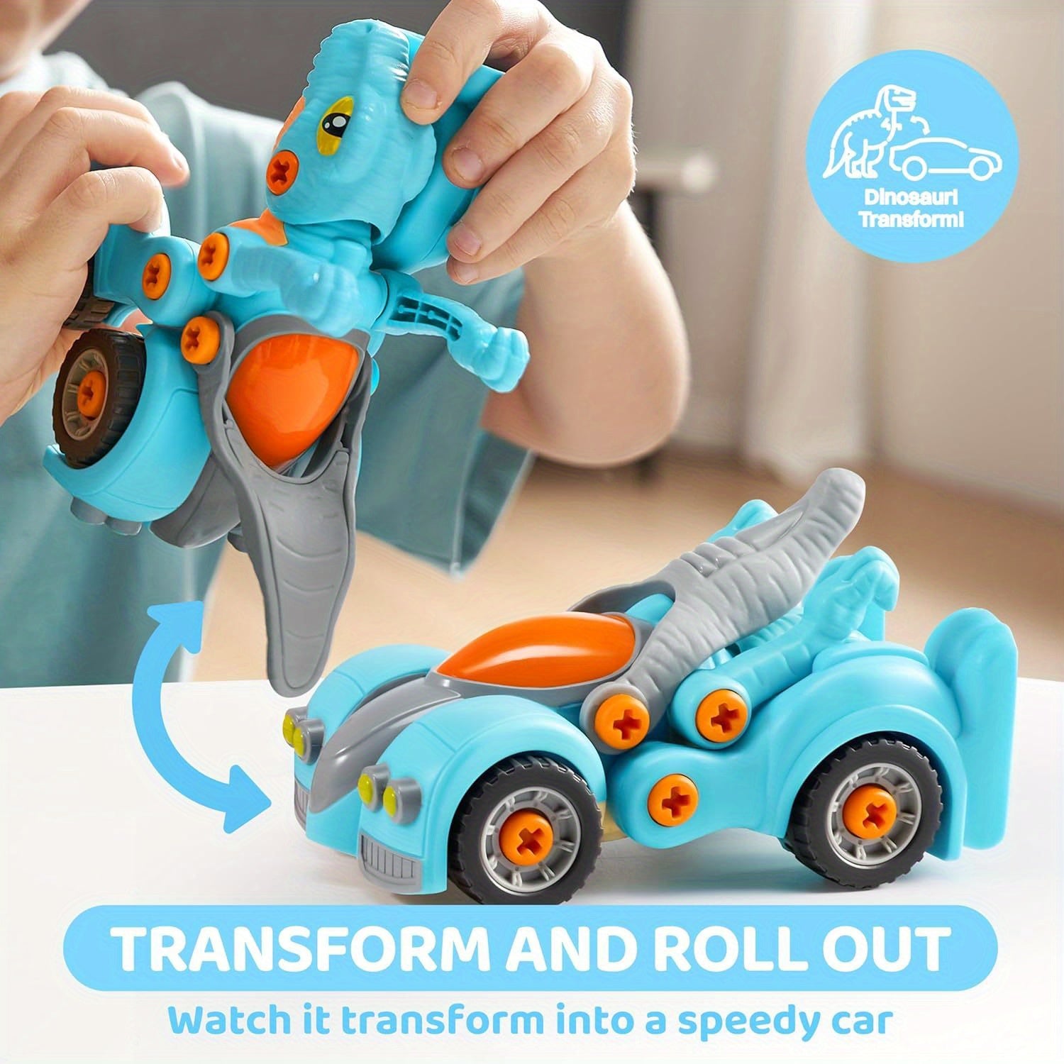 3 Pack Jouets dinosaures à démonter avec perceuse électrique | Jouets de construction transformables, interrupteur bidirectionnel, voitures jouets pour les garçons de plus de 3 ans