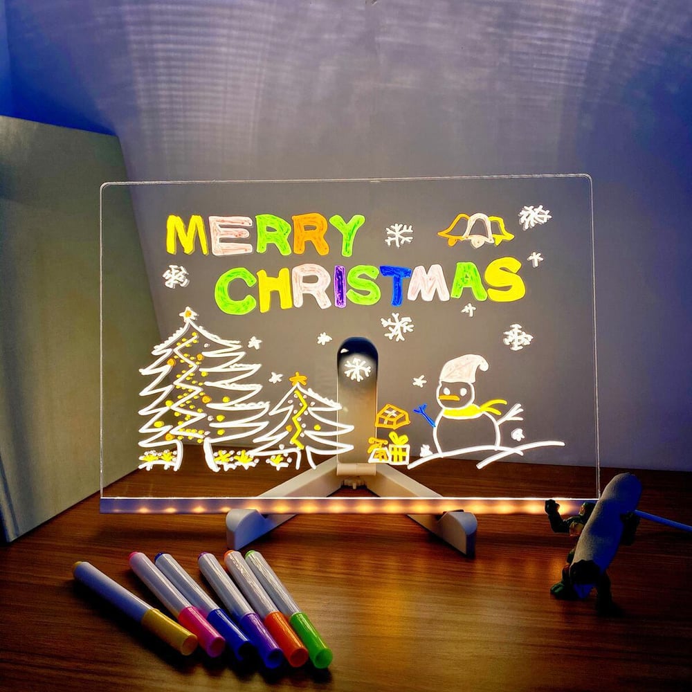 Tableau de notes LED avec couleurs | Tableau effaçable à sec en acrylique transparent avec lumière Pour enfants et adultes