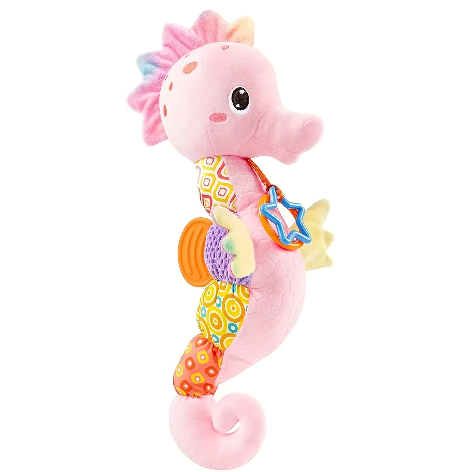 Hippocampe Musical en Peluche pour Bébé - Jouet Sensoriel Doux avec Hochet et Sons Froissés pour Nouveau-Né Fille Garçon - Cadeau de Naissance