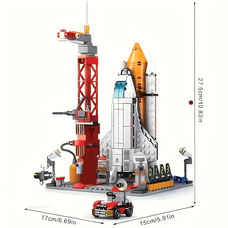 Centre de lancement de navette spatiale et fusée | Blocs de construction créatifs pour l'exploration de l'espace, tri et empilage King of Toys