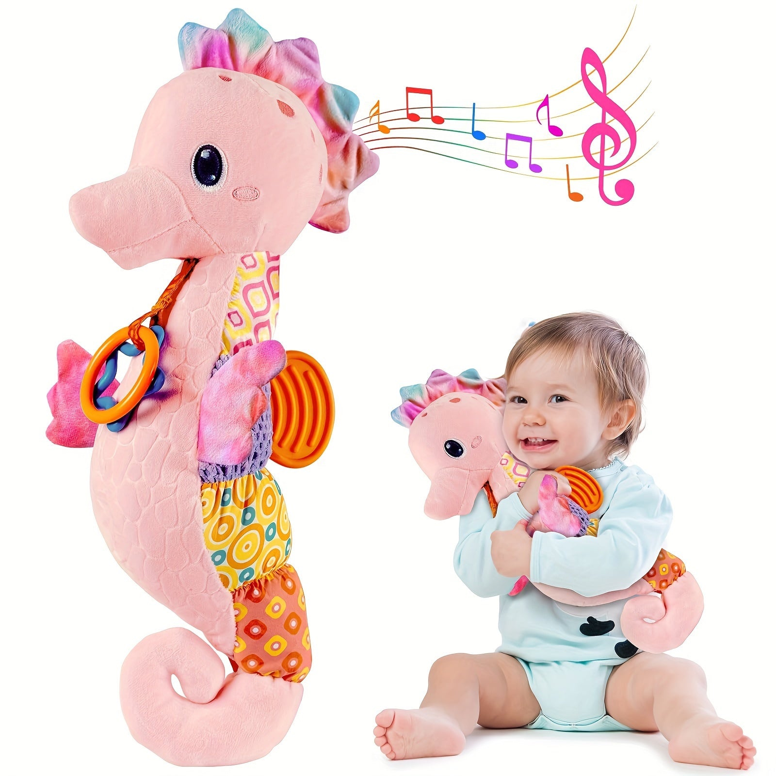 Pendentif Musical Hippocampe Anti-Anxiété pour Bébé | Poupée en Peluche Apaisante pour Nouveau-né