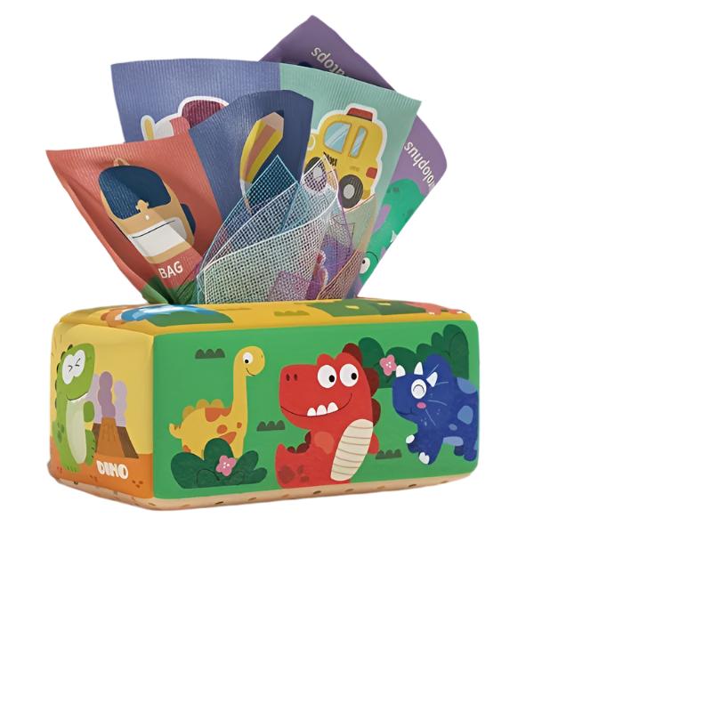 Jouet Sensorielles pour Bébé 6-12 Mois | Boîte à Mouchoirs Douce et Écharpe en Soie Haute Contraste | Développement Sensoriel et Apprentissage Précoce King of Toys