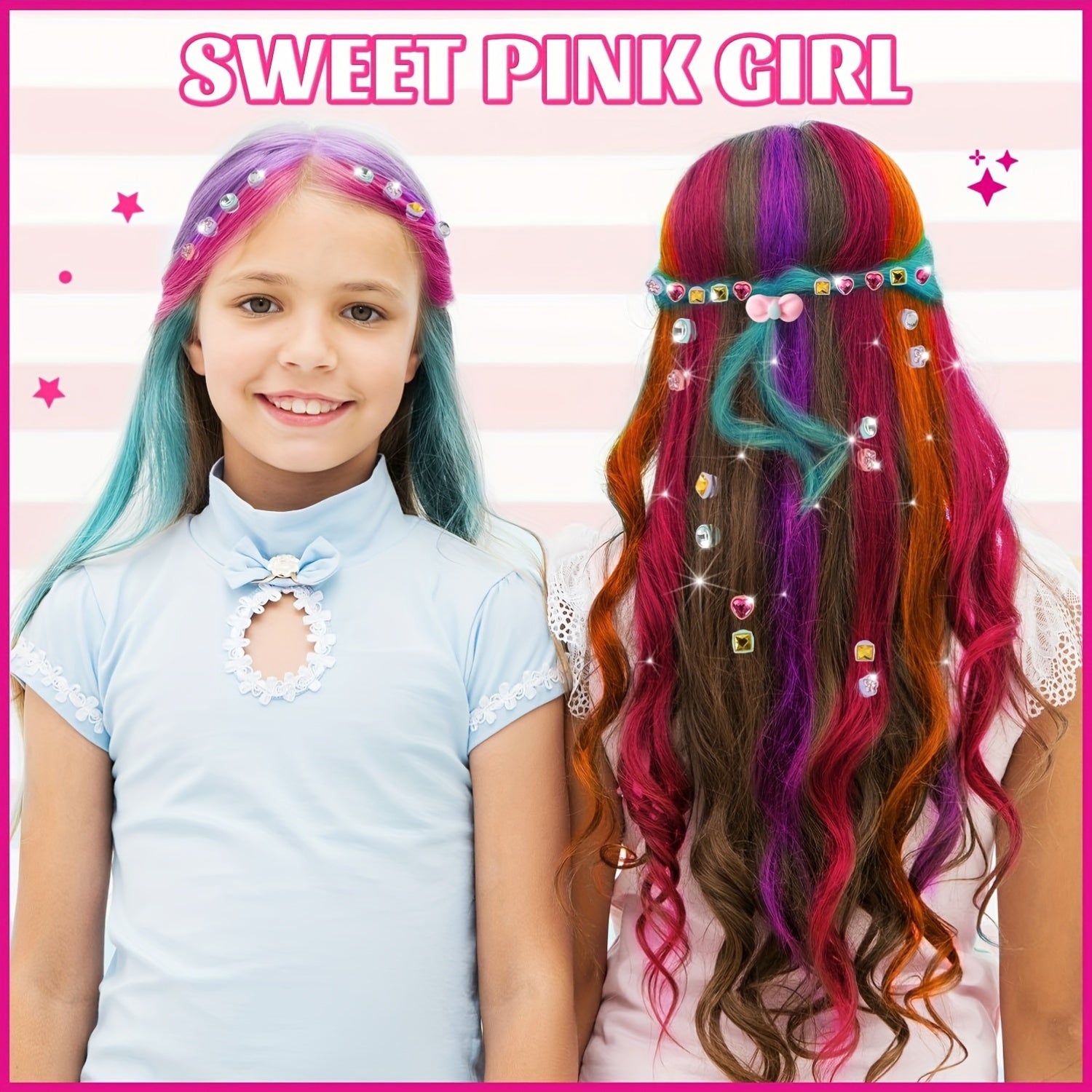 Tampon à Cheveux pour Filles - Set Bijoux Cheveux avec Diamants Réutilisables, Outil Coiffure Créative, Cadeau d'Anniversaire King of Toys