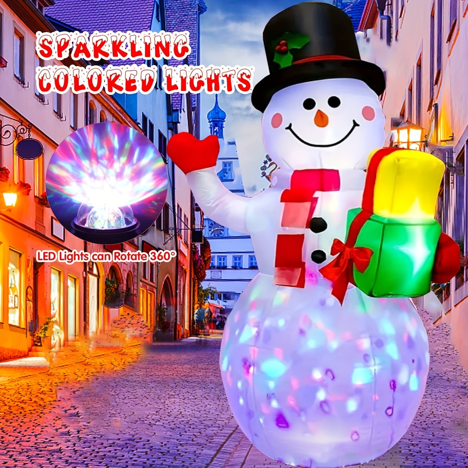 Décorations Gonflables de Noël 1pc 5FT Bonhomme de Neige avec Lumières LED Rotatives à 360° - Décor Extérieur et Intérieur King of Toys