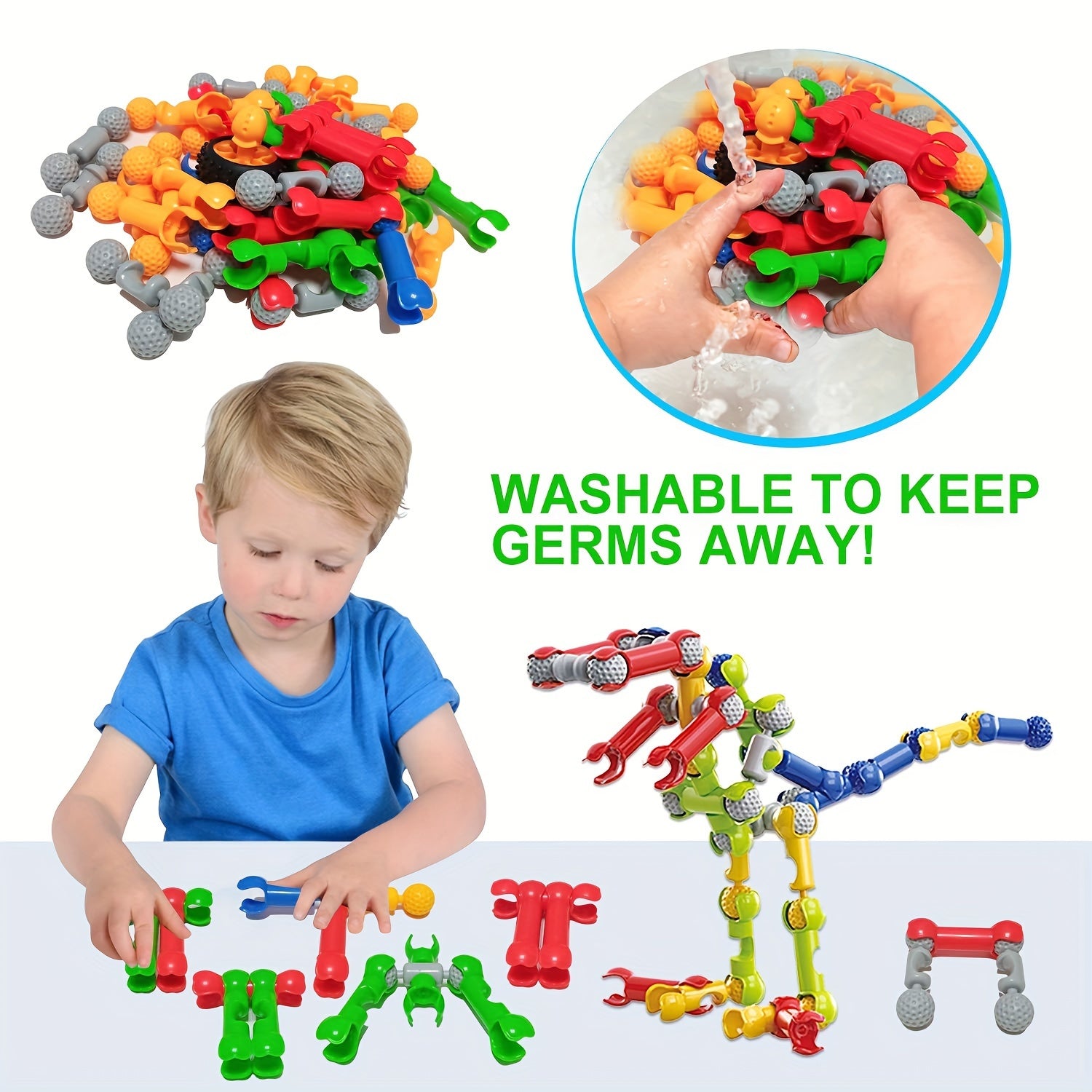 Blocs de Construction STEM Éducatifs pour Enfants 3 Ans et Plus - Kit d'Assemblage Créatif avec Boîte de Rangement - Jouet Idéal Garçons et Filles