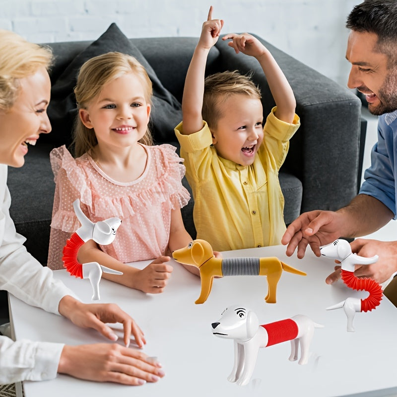 1/4pcs Jouets anti-stress ressorts chien - Tubes pop-up sensoriels pour enfants et adultes, jouets de décompression amusants King of Toys