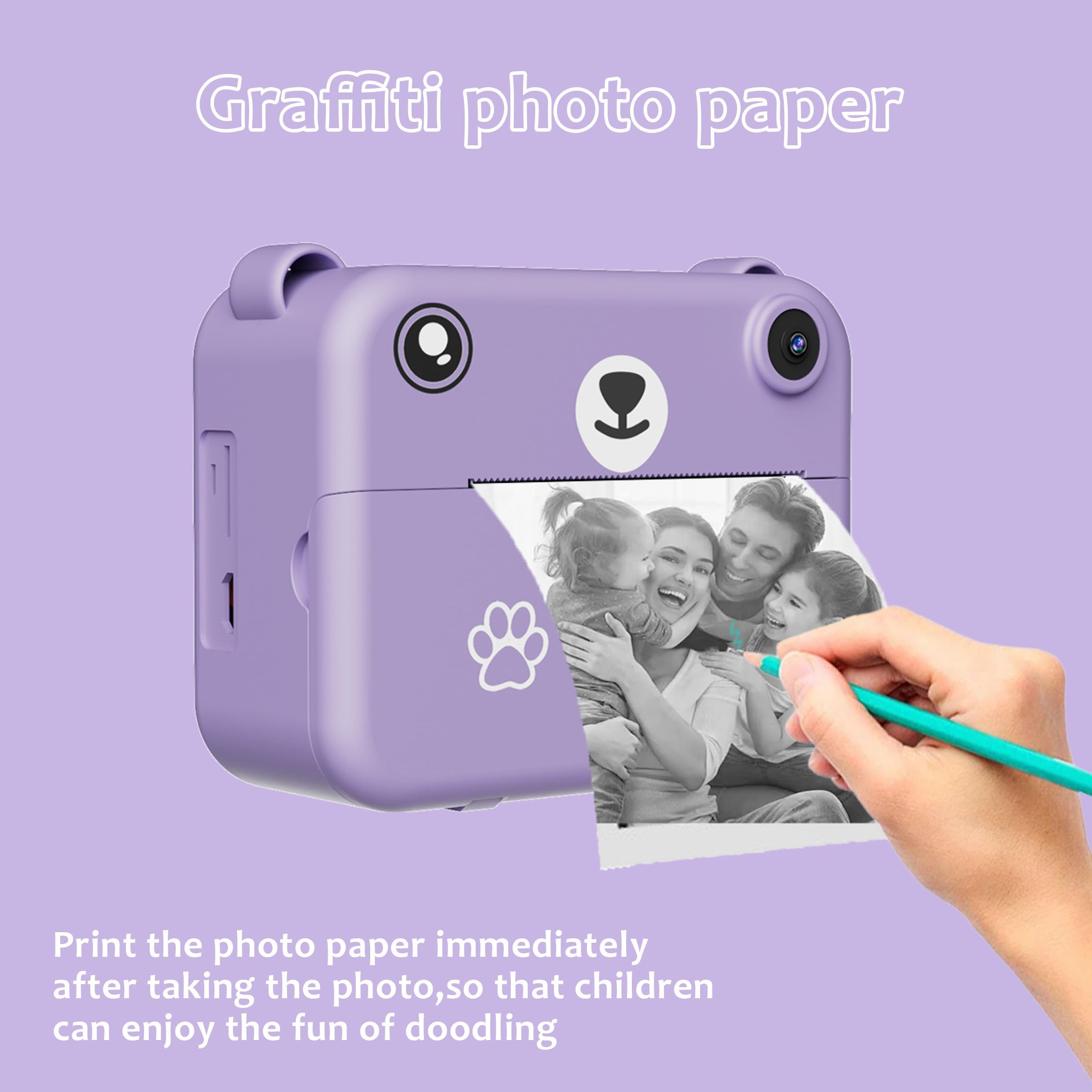 Appareil Photo Numérique Instantané pour Enfants | Appareil de capture avec fonction d'impression pour enfants de 3 à 12+ ans King of Toys