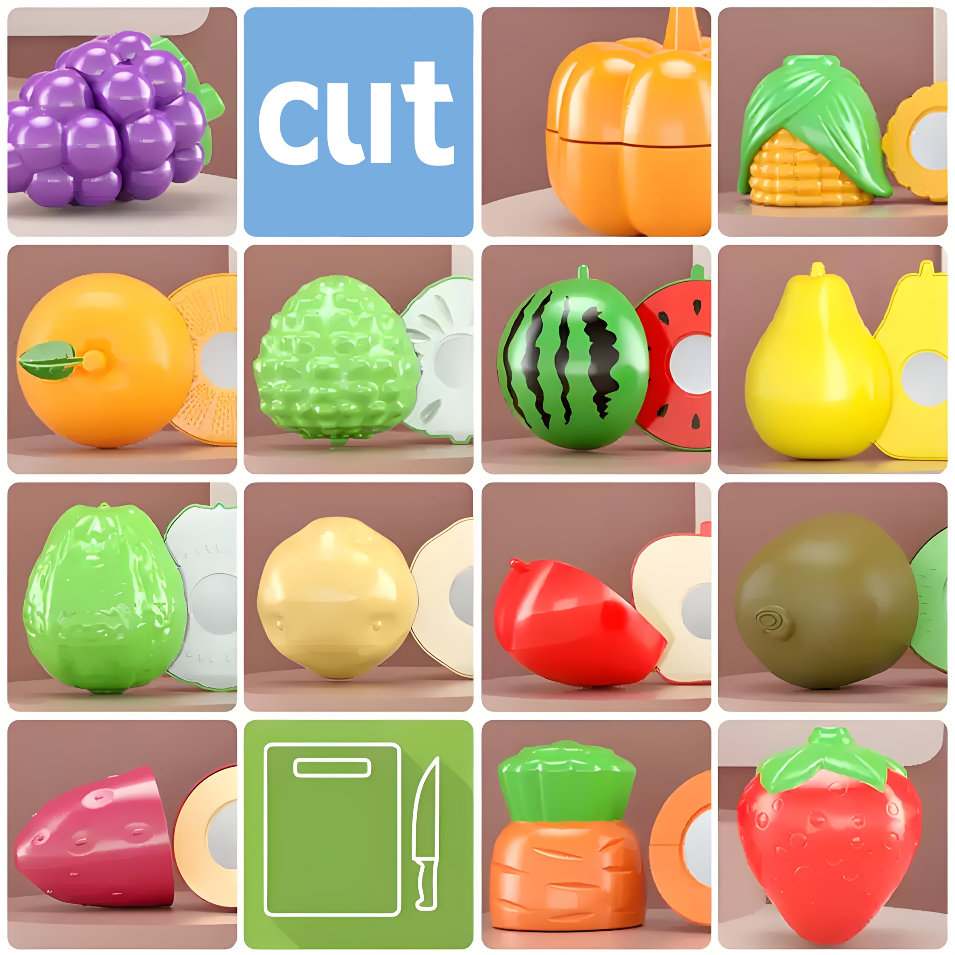 Set de Cuisine et Aliments d'Imitation 24 Pièces pour Enfants - Jouet Éducatif Fruits, Légumes et Vaisselle pour Garçons et Filles