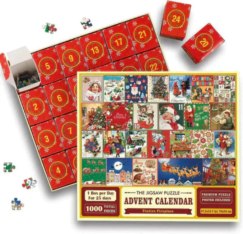 Calendrier de l'Avent Puzzle de Noël | Puzzle de 1008 Pièces, Calendrier de l'Avent de 24 Jours pour Enfants et Adultes King of Toys