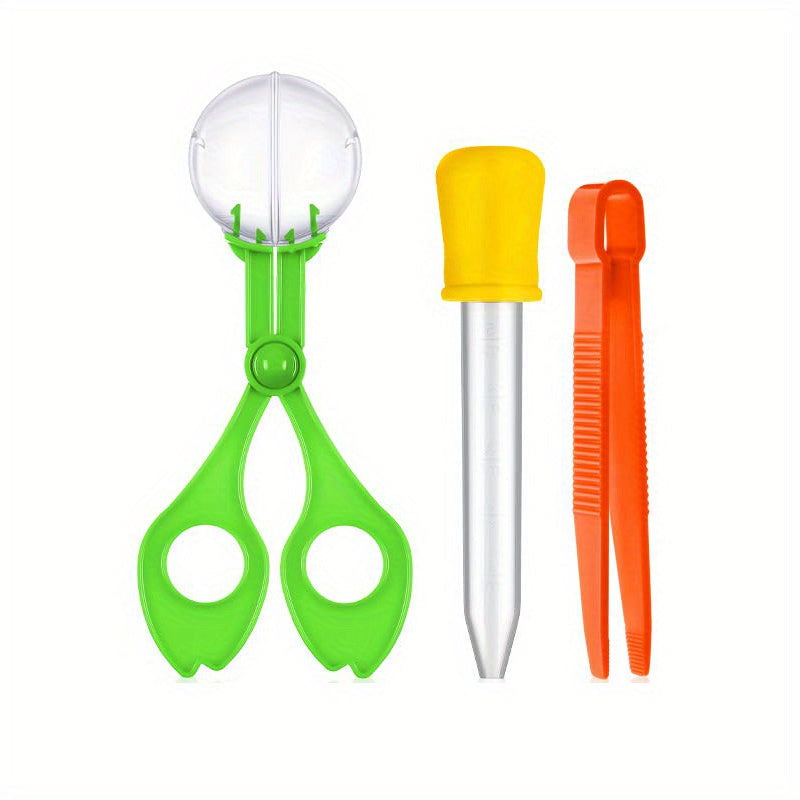 Set sensoriel 3pcs pour motricité fine - Pince ciseaux insecte, pince à épiler et compte-gouttes éducatif pour exploration extérieure King of Toys