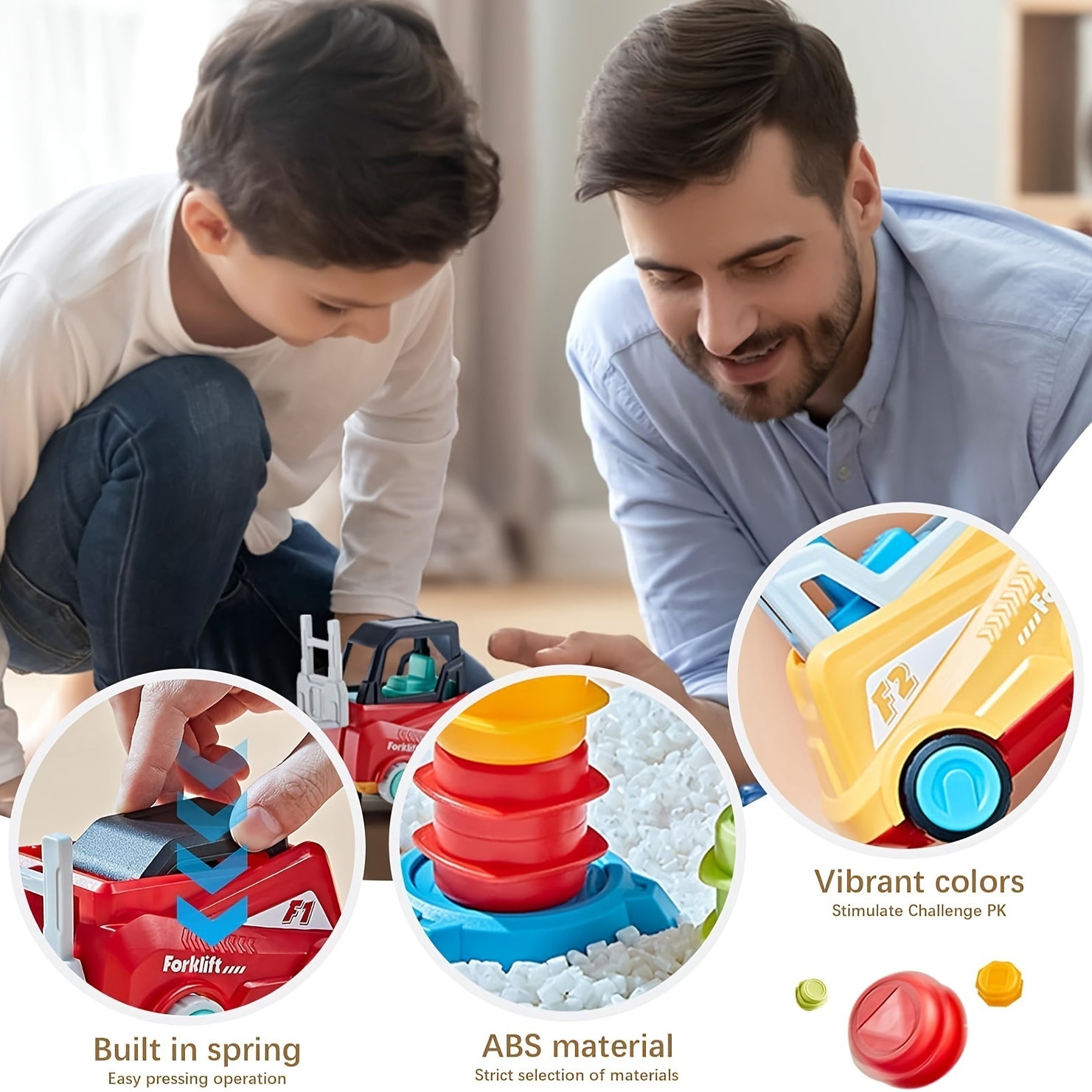 Jeu de Construction Chariot Élévateur Éducatif pour Enfants 3 Ans et Plus - Casse-tête d'Empilage et de Transport pour Garçons Filles - Stimule la Logique