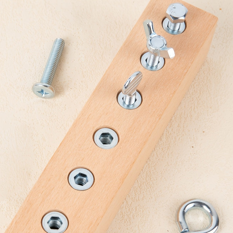 Jeu d'Assemblage en Bois Montessori pour Enfants 3 Ans et Plus - Kit d'Outils Écrous et Vis pour la Motricité Fine et la Concentration