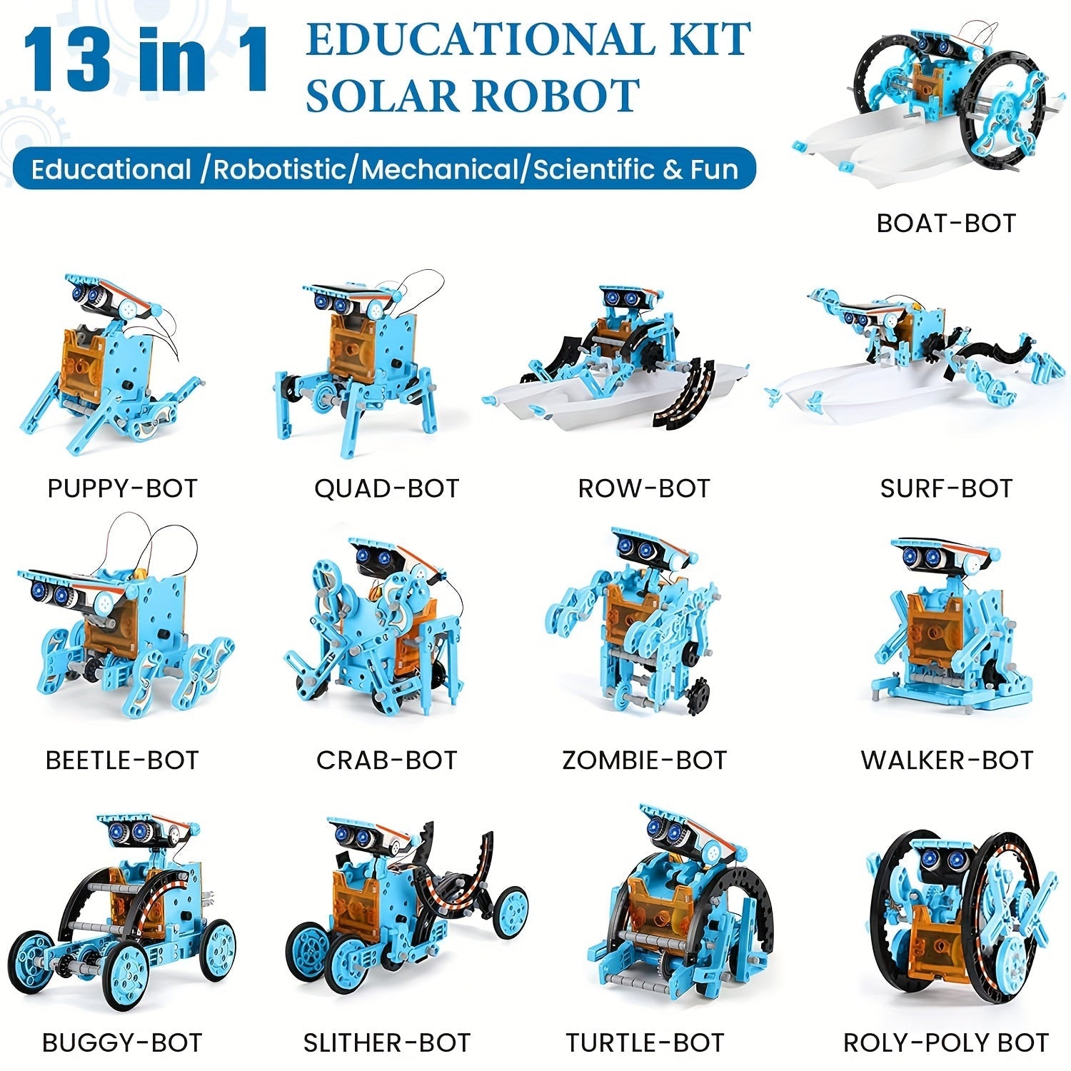 Kit Robot Solaire 13 en 1 STEM - Jouet de Construction Scientifique Éducatif - Cadeau Spécial pour Anniversaires & Fêtes King of Toys