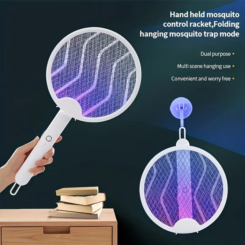Raquette Électrique Pliable avec Lampe UV LED Elektrische Opvouwbare Vliegenmepper met UV Led Lamp