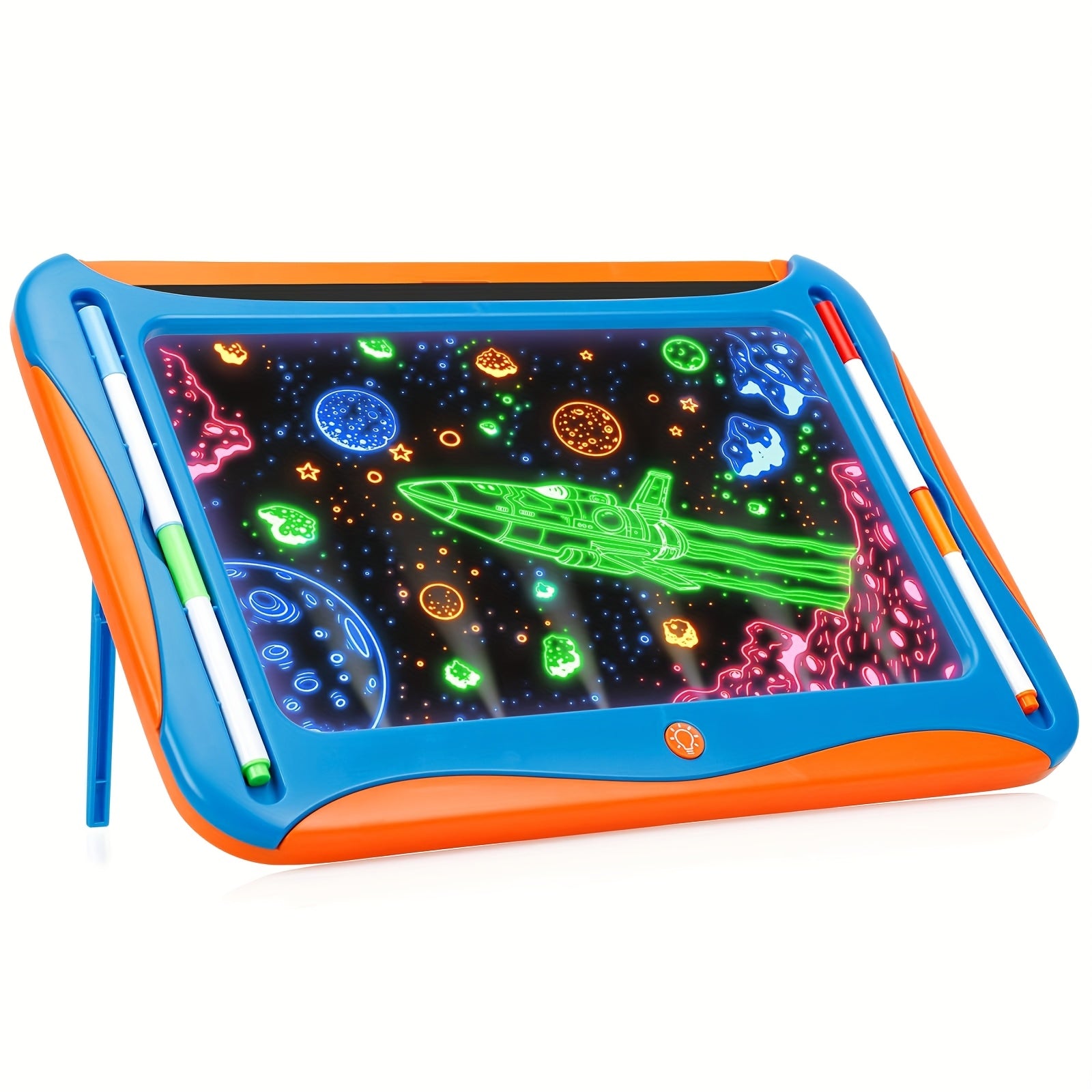 Tablette de dessin lumineuse LED | Planche à dessin magique avec 9 cartes recto-verso & 6 marqueurs – Jouet éducatif pour filles et garçons de 3 à 8 ans